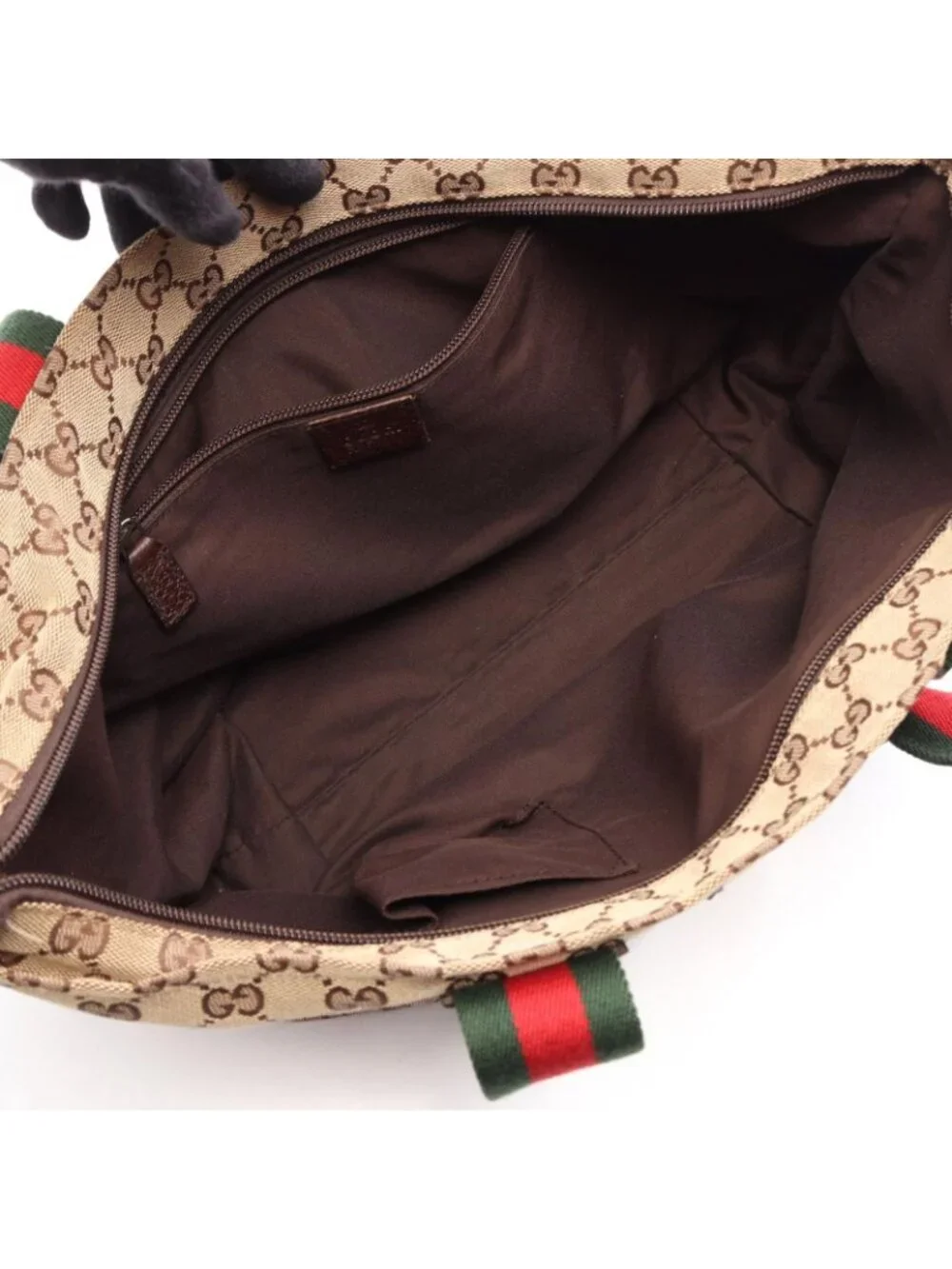 Gucci Tote Bag GG Campus Sherry Line Beige Brown Leather